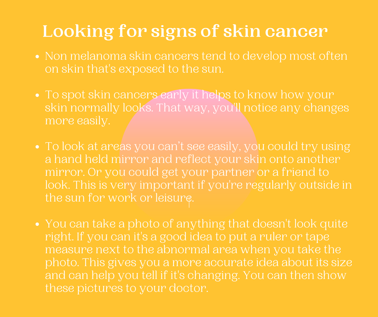 Looking for signs of skin cancer